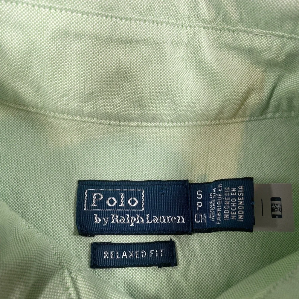 Polo Ralph Lauren Mens Button Down Shirt S Light Green Long Sleeve Relaxed Fit
